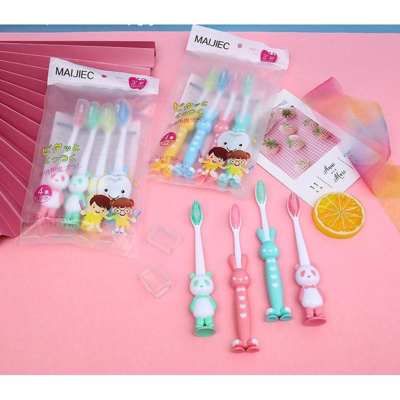 BELLA - 4IN1 - SIKAT GIGI ANAK KARAKTER SET 4 IN 1 LUCU MURAH IMPORT