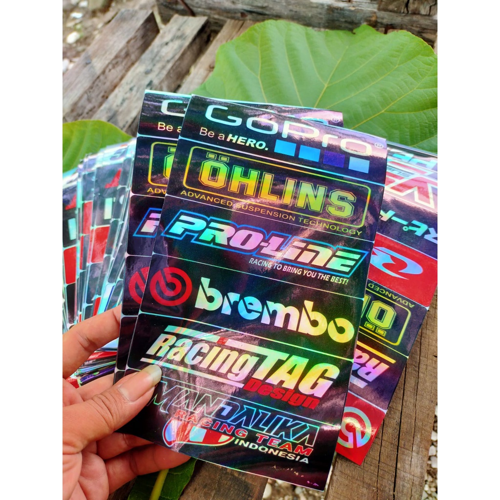 6stiker racing hologram murah stikir pack