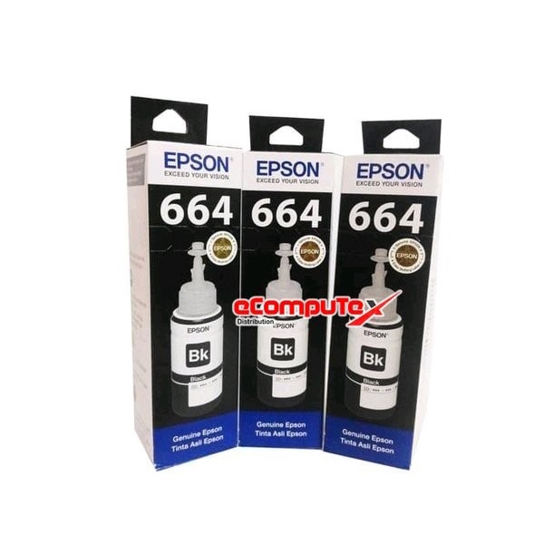 TINTA EPSON 664 BLACK / T664 HITAM ORIGINAL RESMI L100 L200 L300 L1300