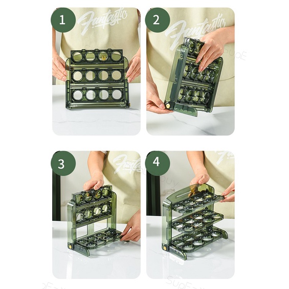 Rak Telur 3 Layers Egg Box/Kotak Penyimpanan Telur Rak Serbaguna 24 Lubang/3 Tier Egg Holder Egg Storage Box Organizer