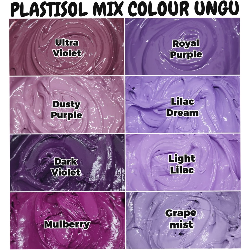 TINTA PLASTISOL LENGKAP UNGU MIX COLOUR 500GR