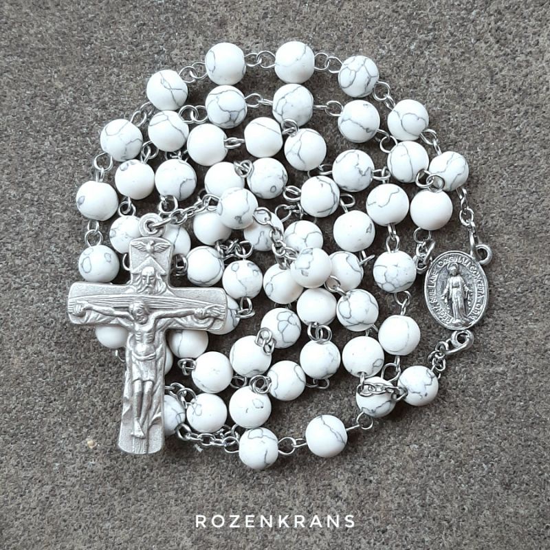 ROSARIO MANIK BATU ALAM HOWLITE STONE 6MM