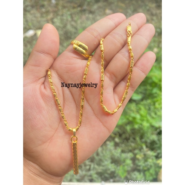 Set Perhiasan bambu Lapis emas 24k / warna mirip emas 24k