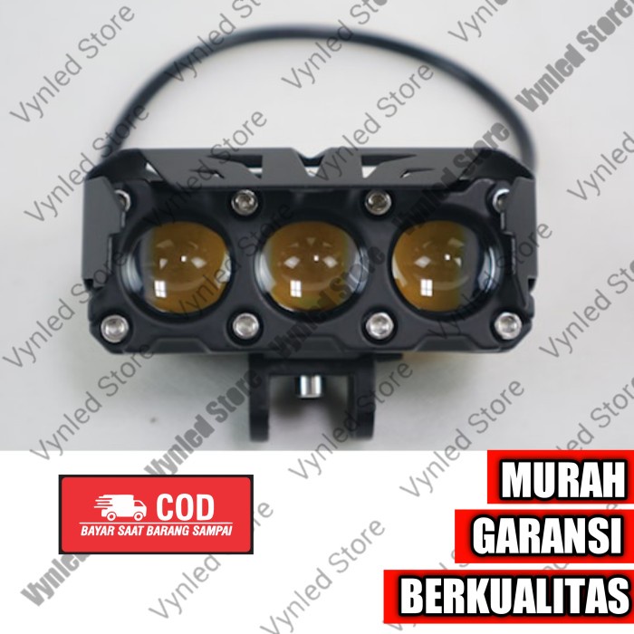 Lampu led sorot tembak 3 mata motor mobil