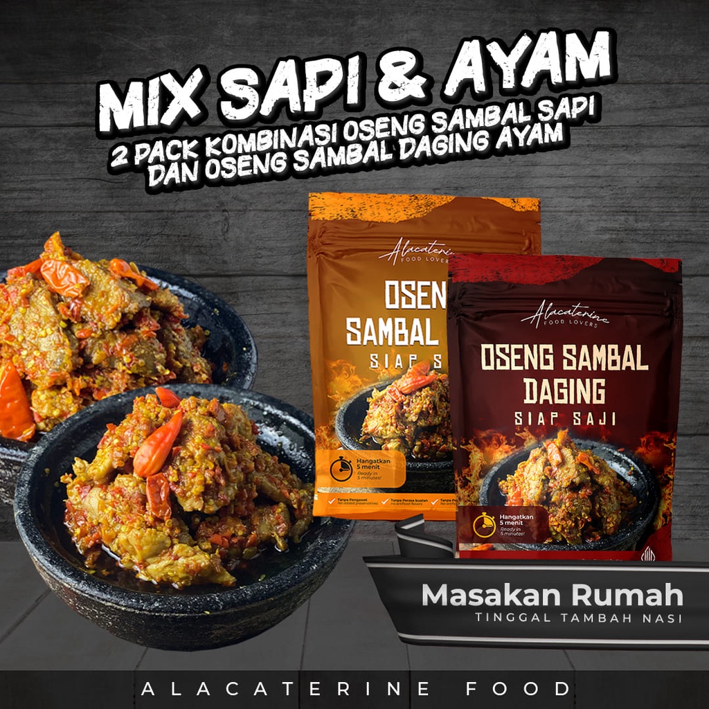 

Alacaterine Food | Paket Mix 2 Oseng Sambal Ayam, Oseng Sambal Daging | Masakan & Makanan Siap Saji