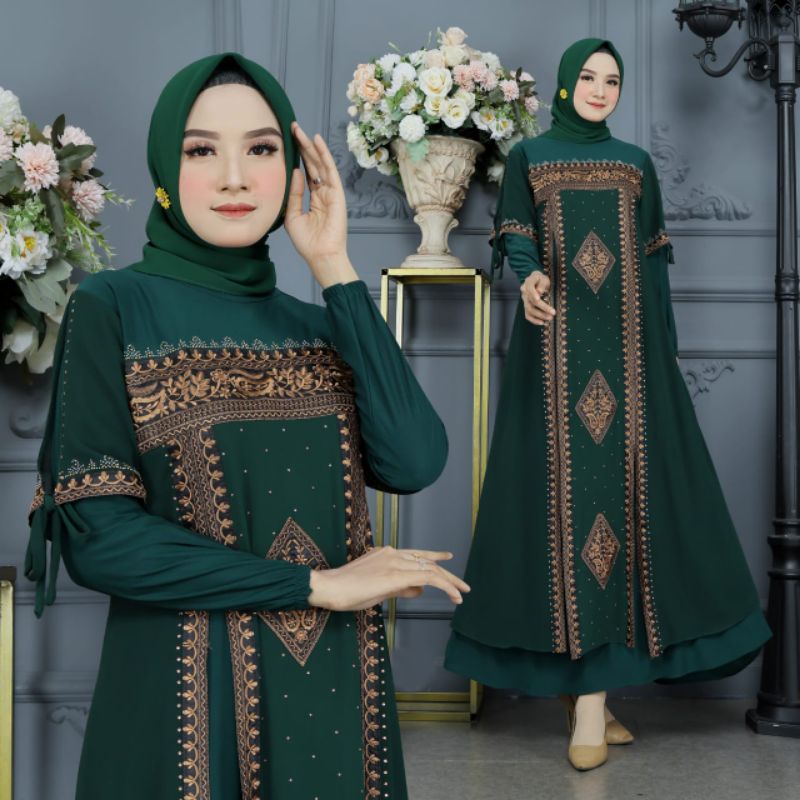 GAMIS ABAYA TURKEY BORDIR COKLAT PRINCESS MEWAH