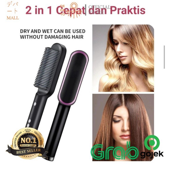 FH909 Sisir Catokan Sisir Pelurus Rambut Elektrik Catok Rambut 2 in 1