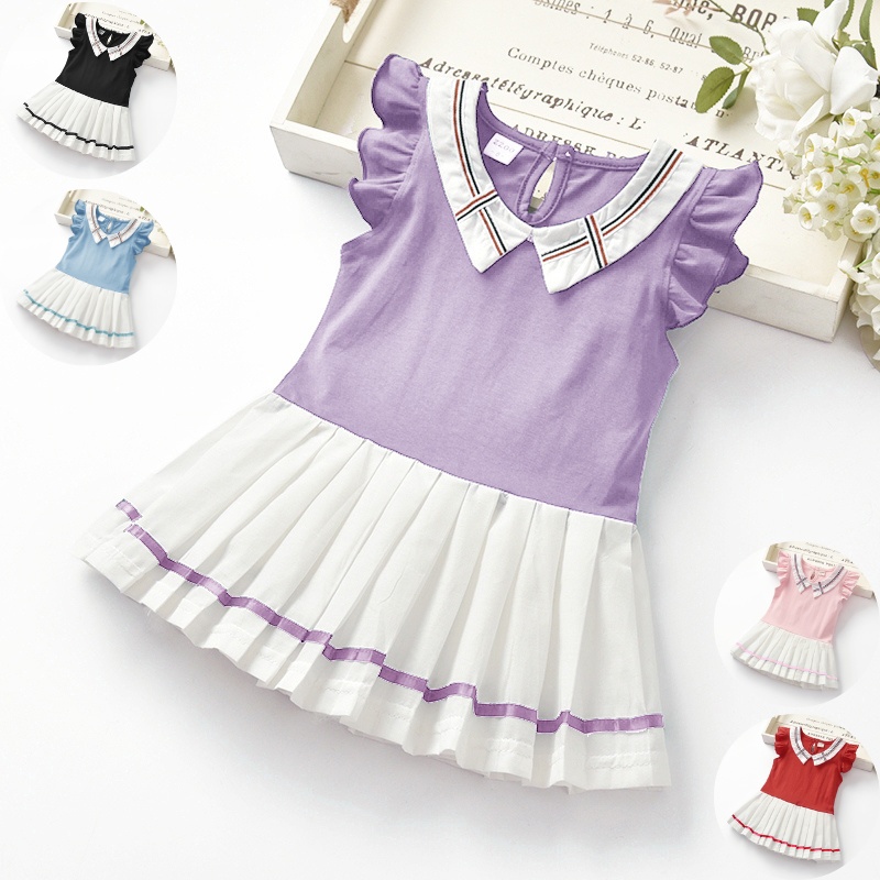 Bayi - 3 Tahun - Dress Anak Eun Ha | Baju Anak Perempuan Dres Lengan Pendek Dress Kensi Set Premium Korea ZR Vedia Merah Putih