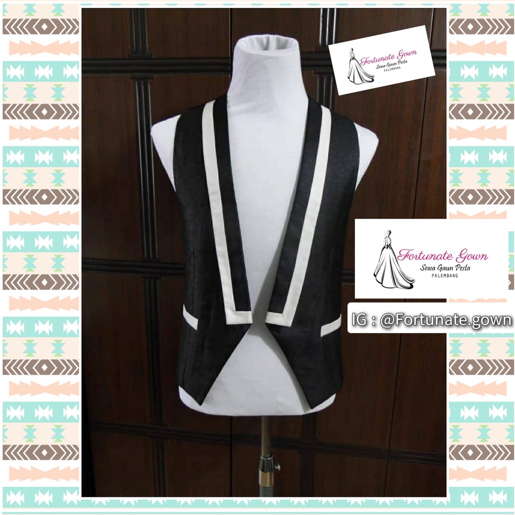 Rompi jas hitam putih / Rompi wedding / Rompi keren