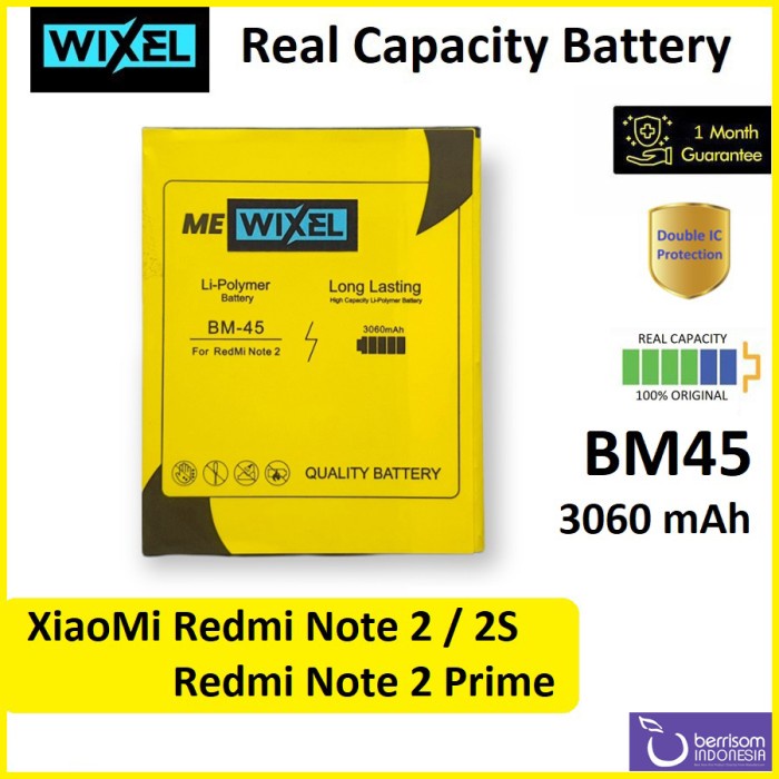WIXEL ME BATERAI XIAOMI BM45 REDMI NOTE 2 2S PRIME BATRE BATRAI ORI