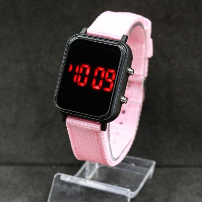 JAM TANGAN WANITA CEWEK LED WATCH DIGITAL TOP QUALITY TALI NYLON CANVAS JAM TANGAN LED DIGITAL JSS3397