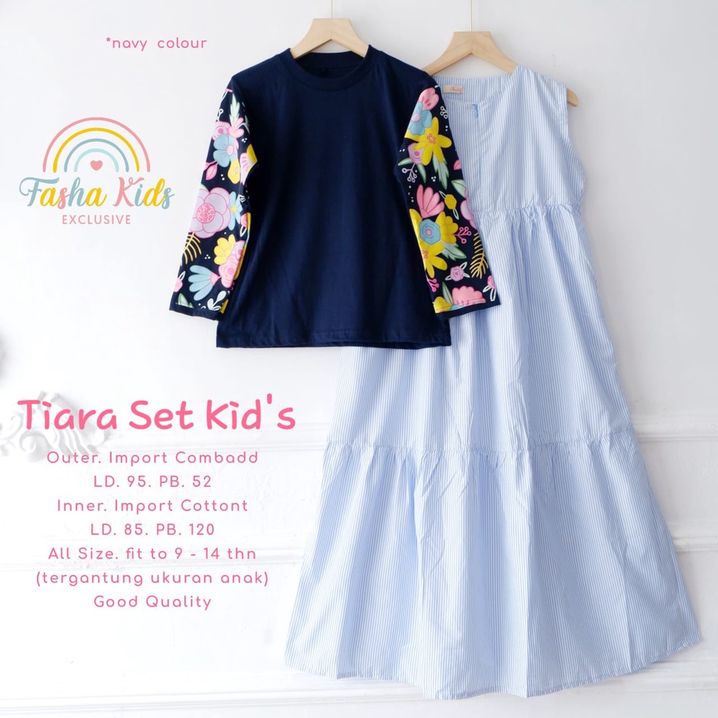 TIARA SET KIDS ORIGINAL BY FASHA SETELAN GAMIS ANAK USIA 9-14 TAHUN GAMIS ANAK BAHAN KATUN GAMIS ANA