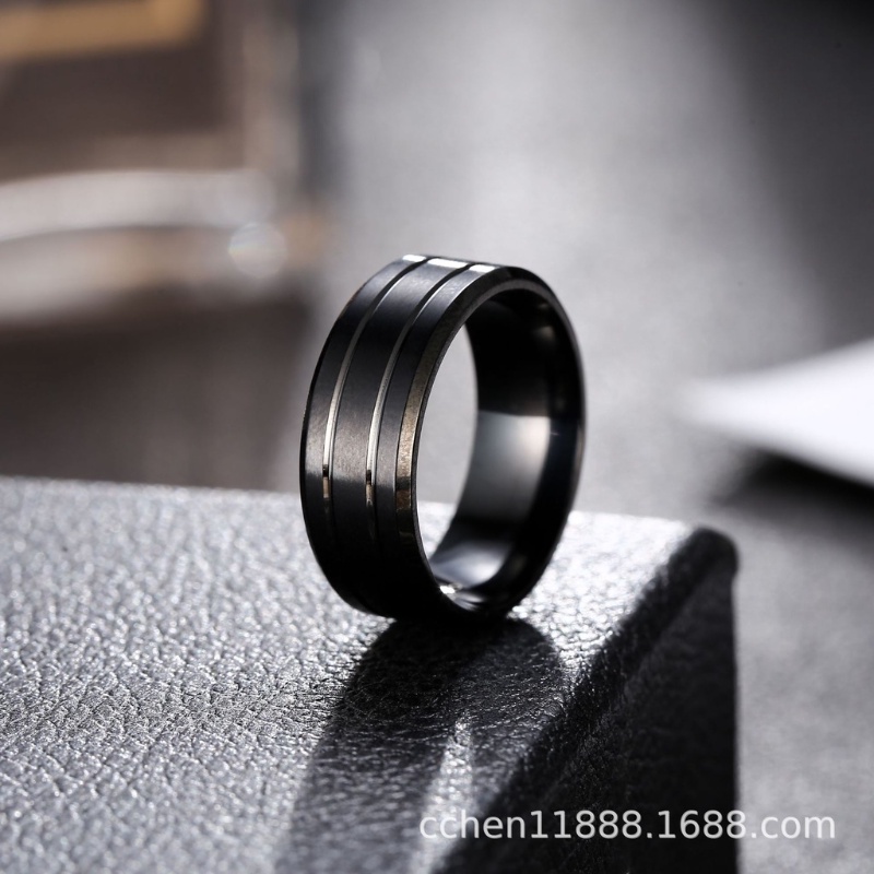 [X C jewelry] Vintage fashion Pria Anti Karat Cincin Hitam Aksesoris Perhiasan Pesta