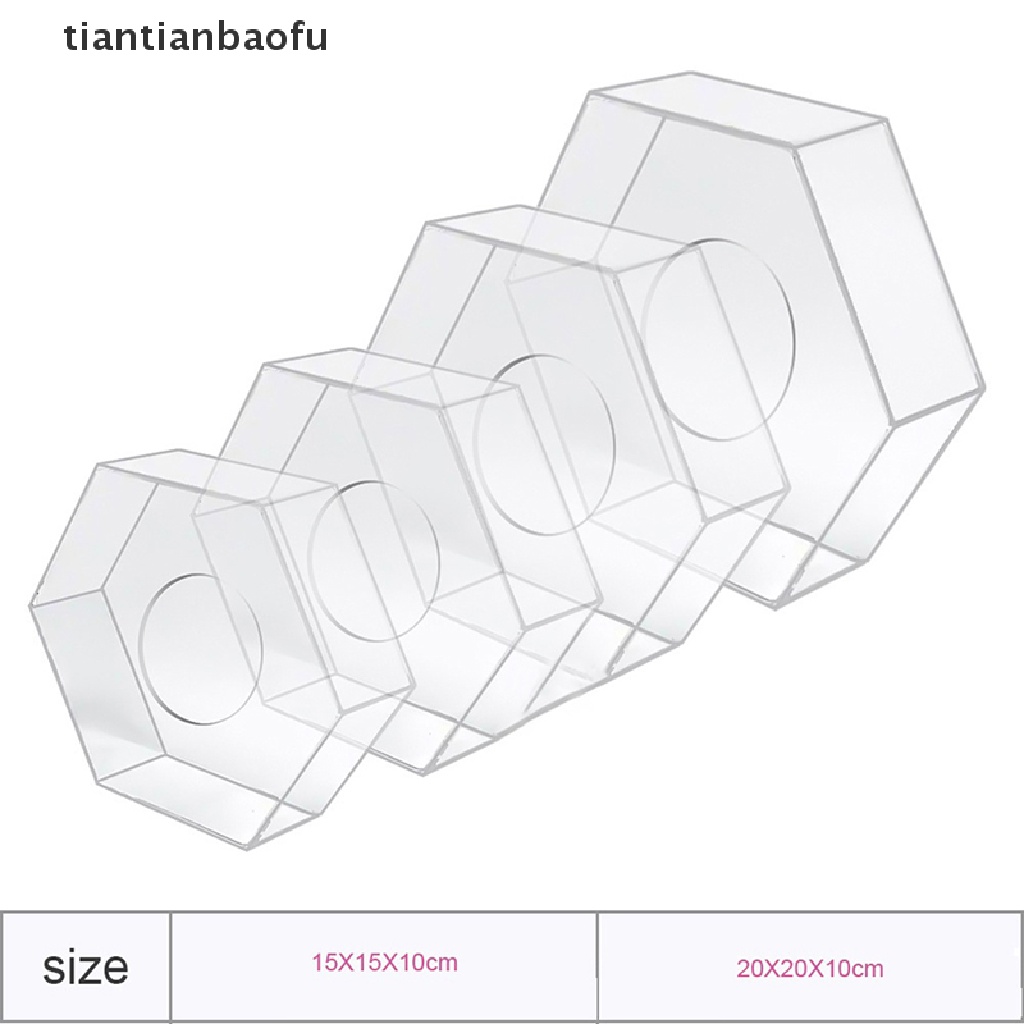 Papan Display Kue Bentuk Segi Enam Bahan Akrilik Bening Untuk Dekorasi