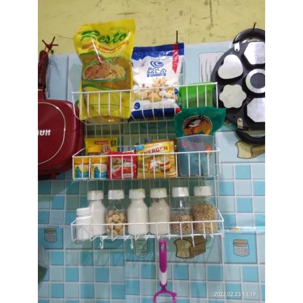 Rak Kamar Mandi Dinding/Rak Bumbu dapur Besi Susun 3