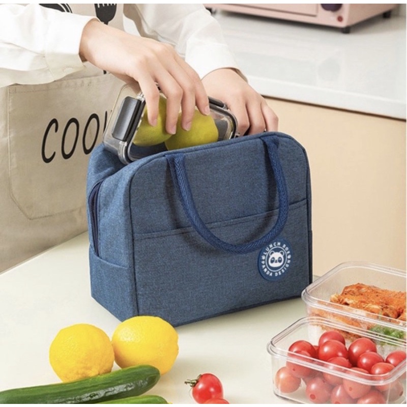 Cooler bag Polos - Tas Bekal model Resleting - Tempat Bekal Makanan - Cooler bag