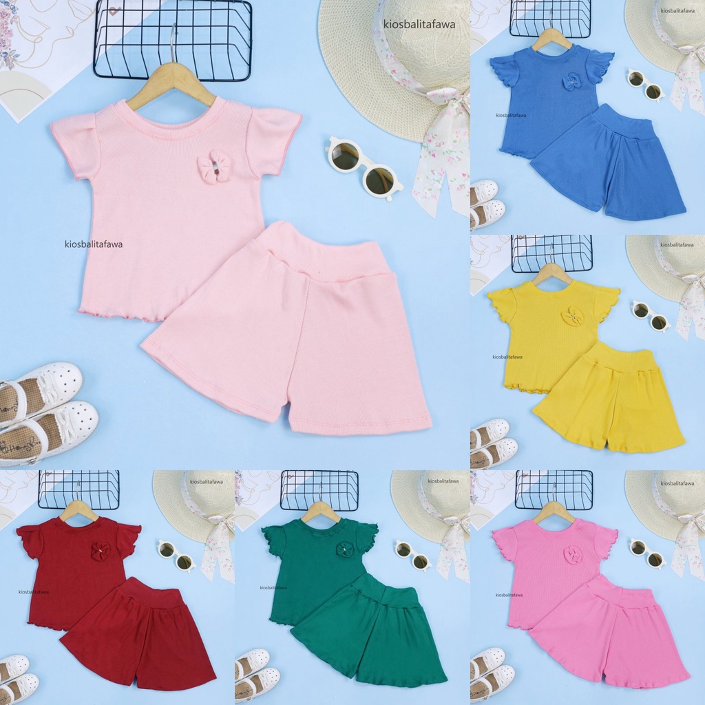 [KNIT] Setelan Melon uk 1-3 Tahun / Cotton Rib Set Anak Perempuan Baju Anak Cewek Polos Katun Importn Stel Babycinnamon