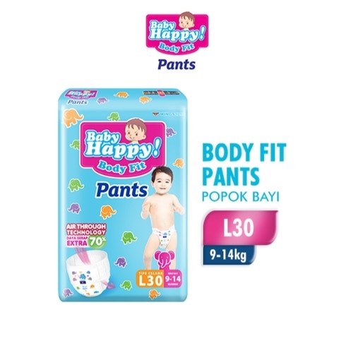 Pempers Popok Baby Happy Body Fit Tipe Celana L30