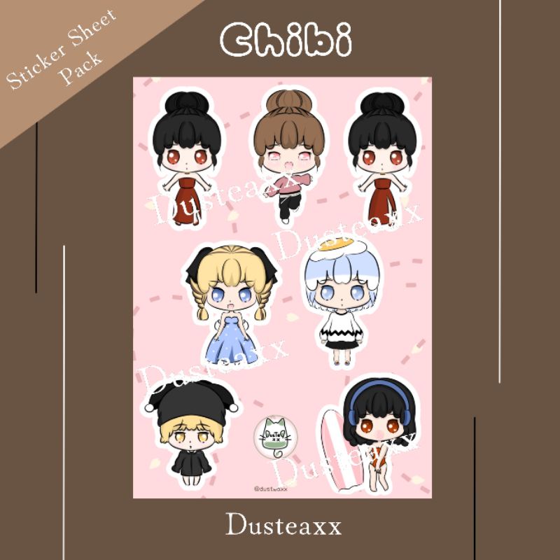 

Sticker Sheet Pack Sticker Laptop A6 Chibi Lucu