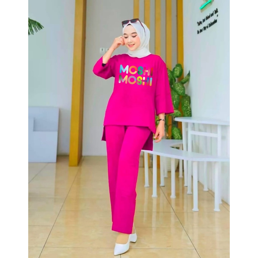 Setelan Tunik Muslim MOSHI MOSHI/ Blouse Wanita