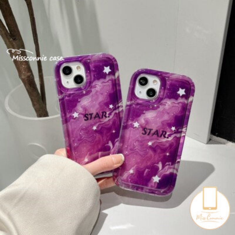 Casing Tahan Guncangan Kompatibel Untuk iPhone 11 Pro MAX 7Plus 8Plus 14 13 12 Pro MAX 6 6S 7 8 Plus XR X XS MAX Fashion Marmer Gradasi Langit Berbintang Airbag Lembut TPU Anti Jatuh Penutup Belakang