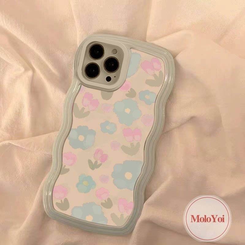 Casing Compatible Untuk iPhone 11 Pro MAX 7Plus 8Plus XR 12 13 14 Pro MAX 6s 6 7 8 Plus 14 Plus X XS MAX SE 2020 Watercolor Fresh Blue Purple Flowers Soft Silicone Cover