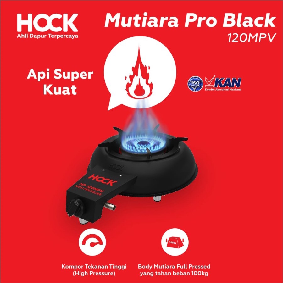 Hock HP-120MPV- AT Mutiara Pro Black Kompor Gas 1 Tungku Tekanan Tinggi