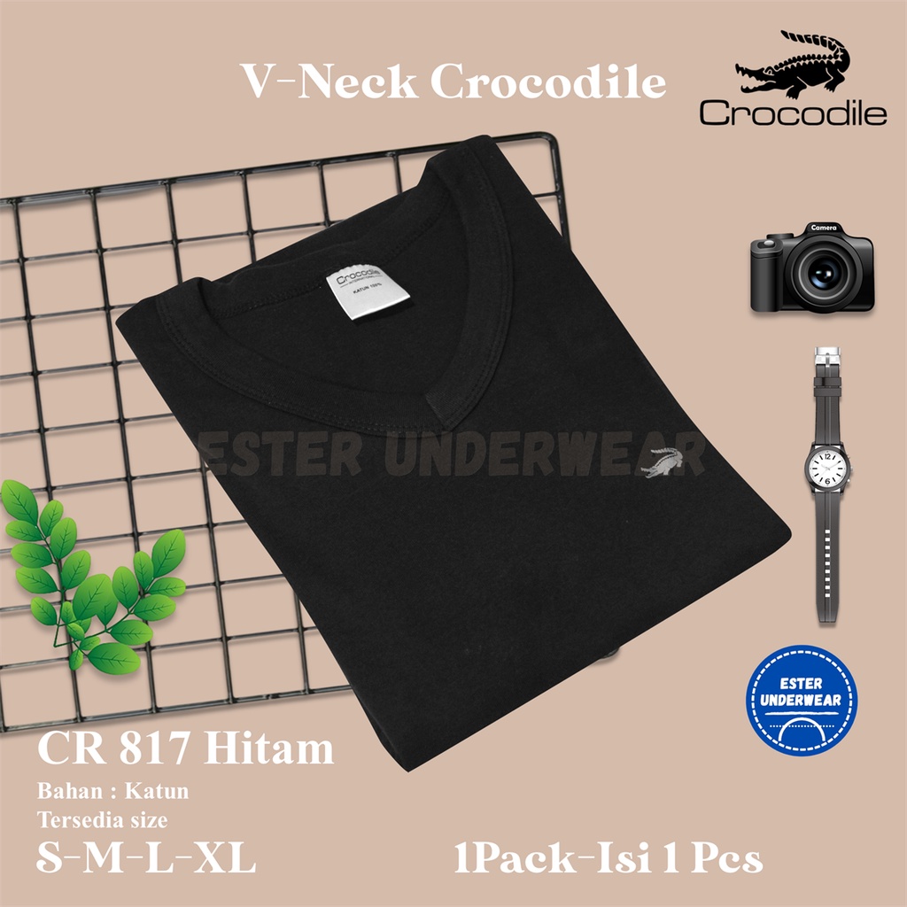 Kaos Dalam Pria CROCODILE CR 817 AW Hitam Isi 1 Pcs