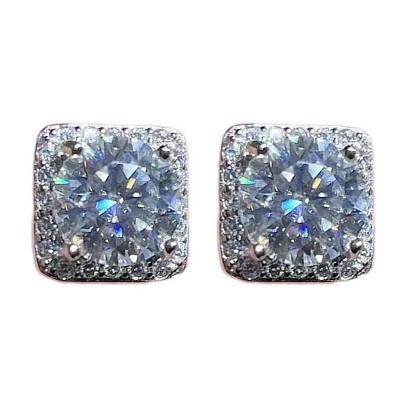 Fancyqube Brilliant Crystal Cubic Zirconia Stud Anting Wanita Untuk Pernikahan Kualitas Bagus Warna Perak Tindik Telinga Aksesori Fashion