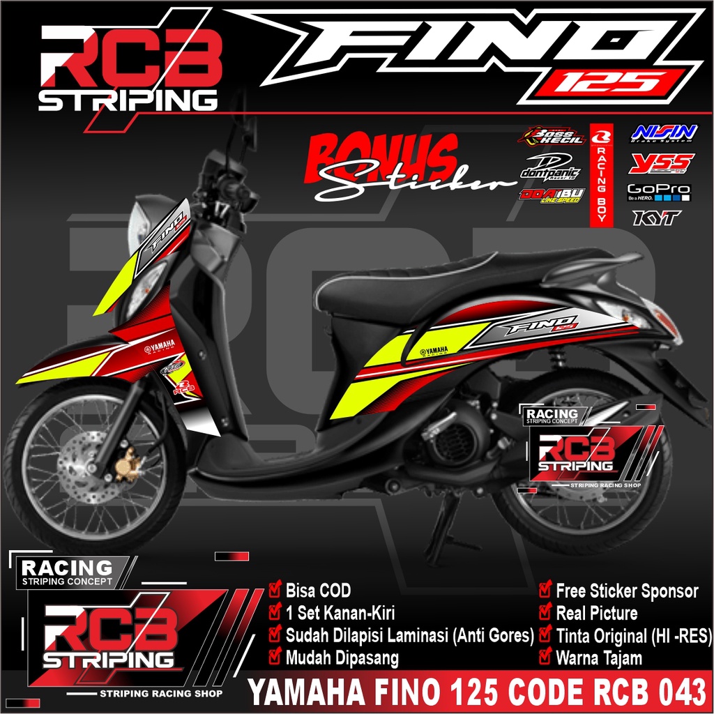 STICKER STRIPING YAMAHA FINO 125 STIKER FINO FI VARIASI FINO 125 LIST FINO FI STRIP FINO 125 RCB 043