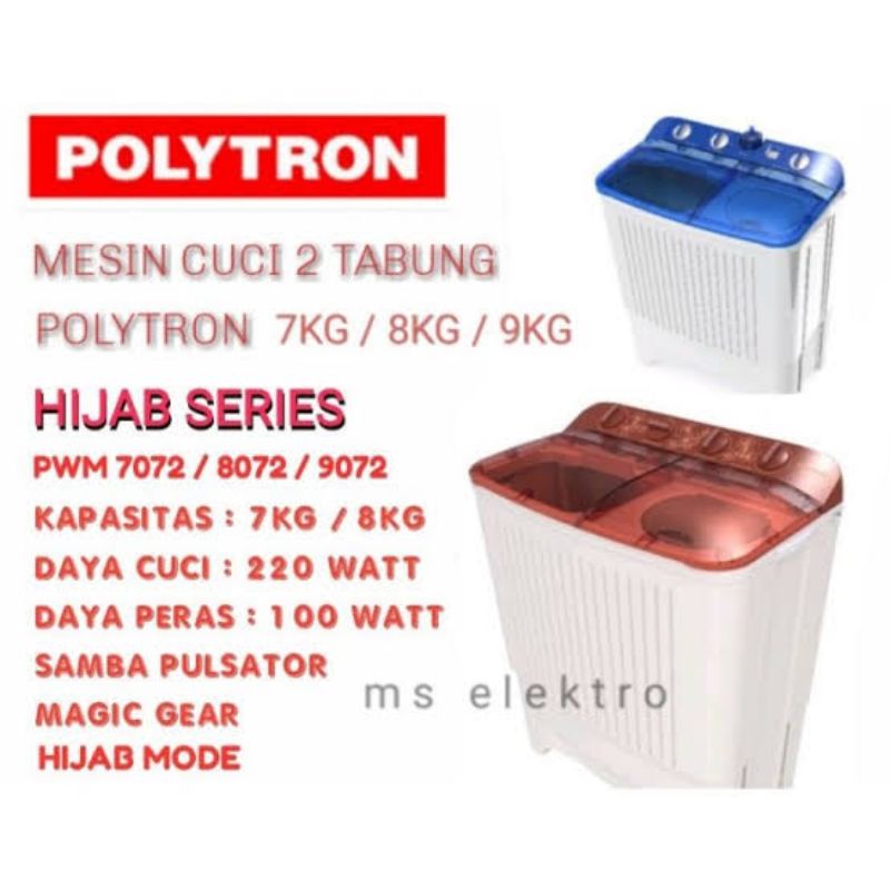 mesin cuci polytron / 7kg / second