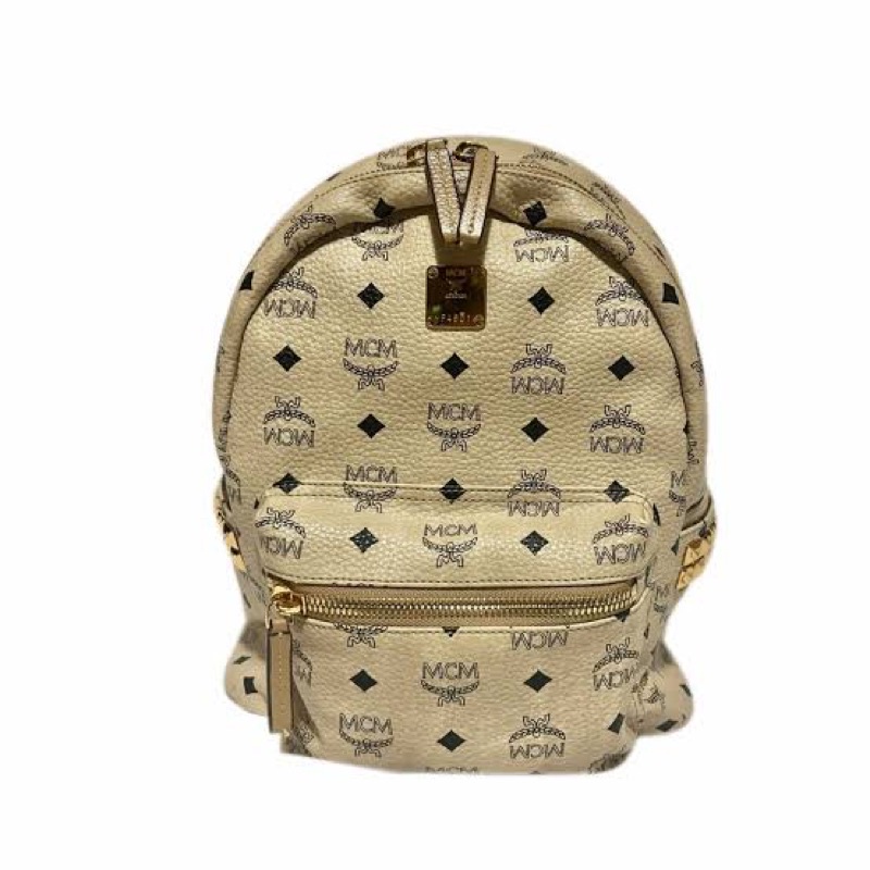 (ORI) MCM Stark Side Studs Backpack In Visetor Beige 37 Cm