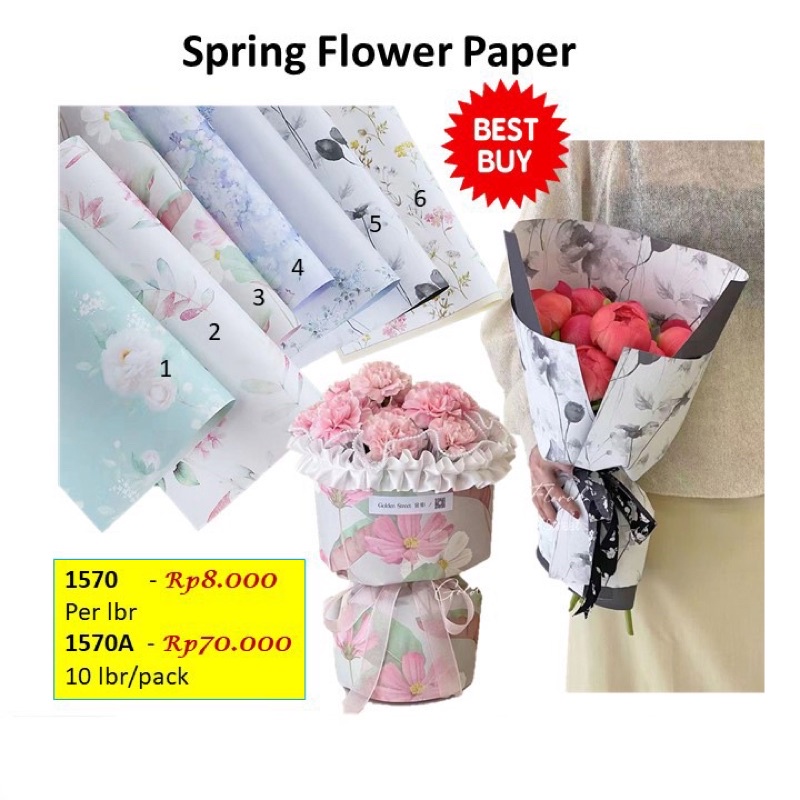 

Spring Flower Paper 1570 Wrapping Paper Flower Wrapping Paper Kertas Bunga Wrap Buket Bunga Barang Florist Supply