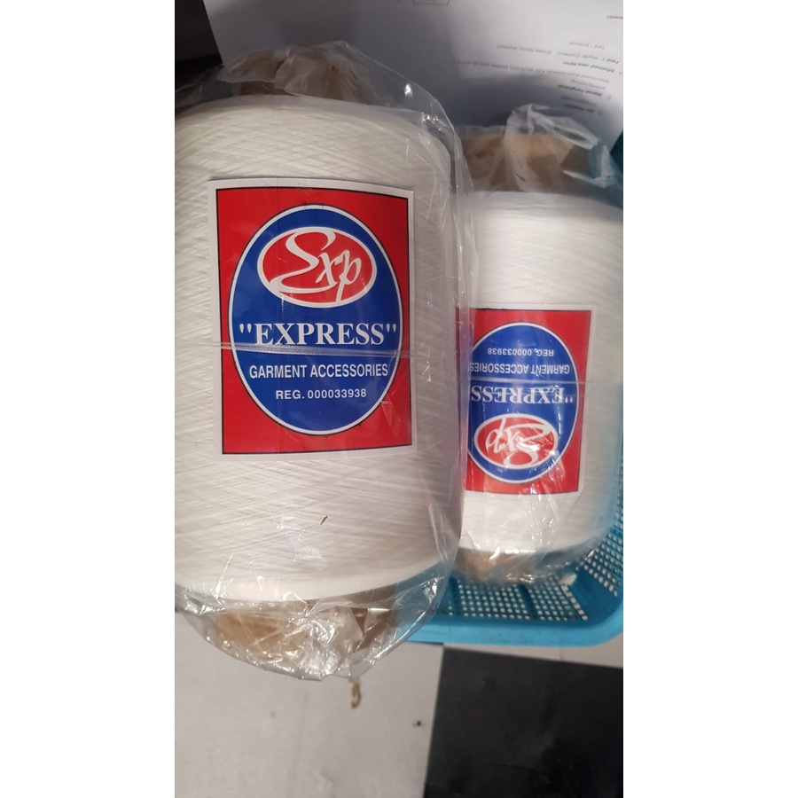 Benang Jahit/Benang Obras Polyester Express/Benang Obras Hitam Putih Kemasan 1Kg