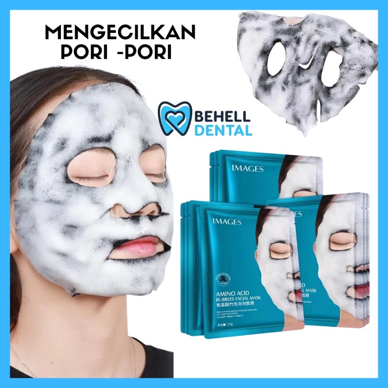 MASKER WAJAH IMAGES BUBBLES AMINO ACID FACE MASK FOAM MENGECILKAN PORI PORI - Exfoliating Exfoliasi Pelembab Pencerah Muka