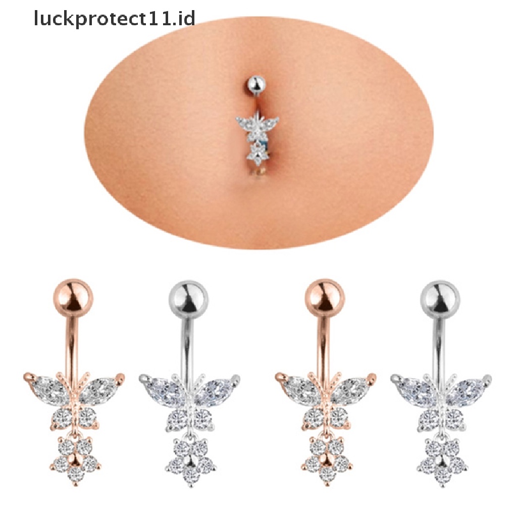 /Fashion Hot// Fashion// Kupu-Kupu Zirkon Bedah Baja Pusar Pusar Pusar Cincin Perhiasan Tubuh.