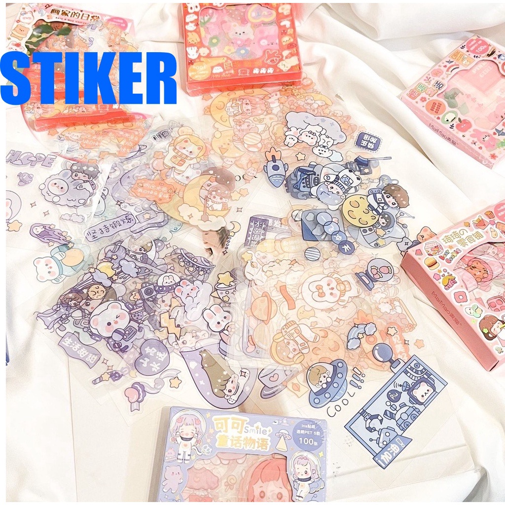 

1 pack isi 100 Lembar Pcs Stiker Box Merk SENMU SEN MU Momo Sticker Set korea