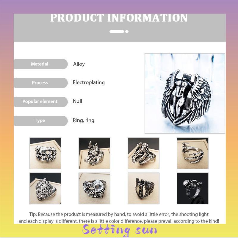 COD✨Cincin punk perak antik yang dipersonalisasi Pria aksesori fashion Korea TN