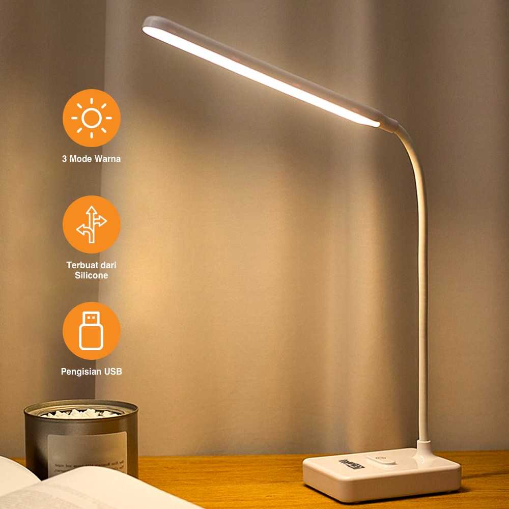 Lampu Cas Rechargeable Taffled Desk Lamp 30 LED USB Lampu Belajar Led Cas Portabel Lampu Meja Belajar