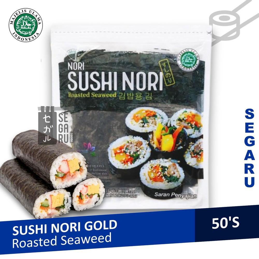 

[KODE PRODUK 0IVNR6091] Sushi Nori Sheet Gold 50 Lembar | Sushi Roasted Rumput Laut Halal MUI