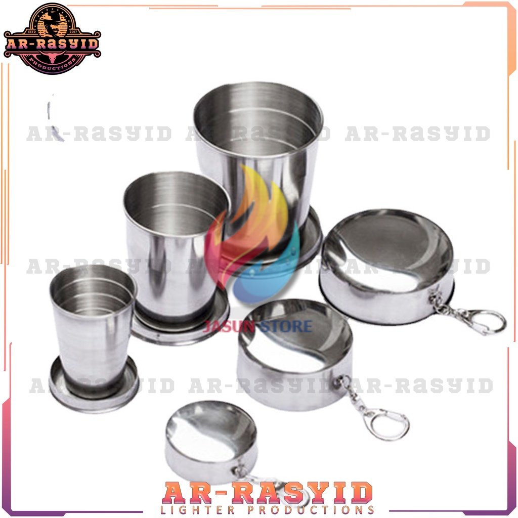 BISA COD! Cangkir Mug Kopi Lipat Multifungsi Gantungan Kunci Stainless Steel