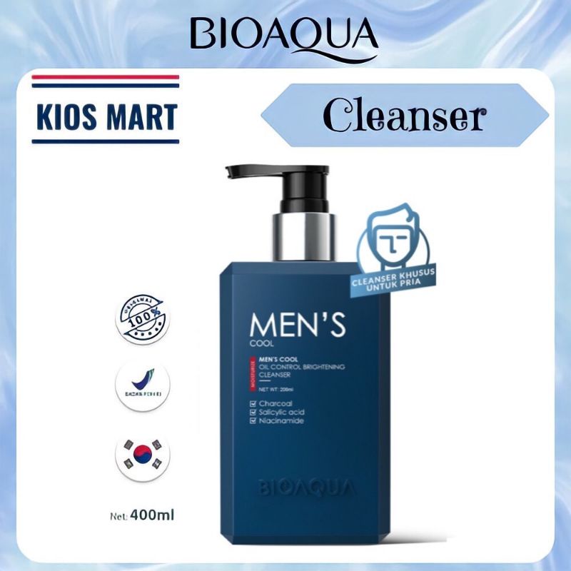 Bioaqua Men's Cool Oil Control Brightening Cleanser 200ml / Sabun Cuci Muka