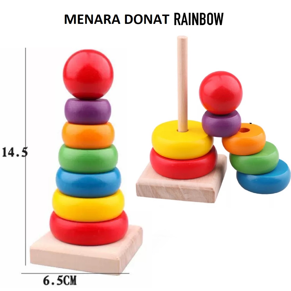 Mainan Edukasi Mengenal Kenal Warna Anak Bayi ( Menara Susun Menyusun Donat Baby /Kado/Ultah/Lahiran/Hadiah/Bingkisan/Melahirkan/Birthday/Newborn/New Born/Gift )