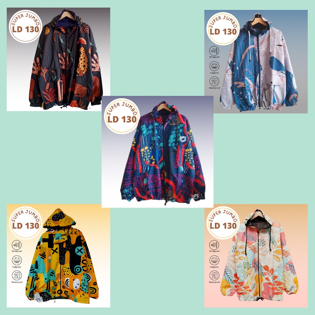 Jaket Parasut Printing Sublim wanita super jumbo ( LD 130 )