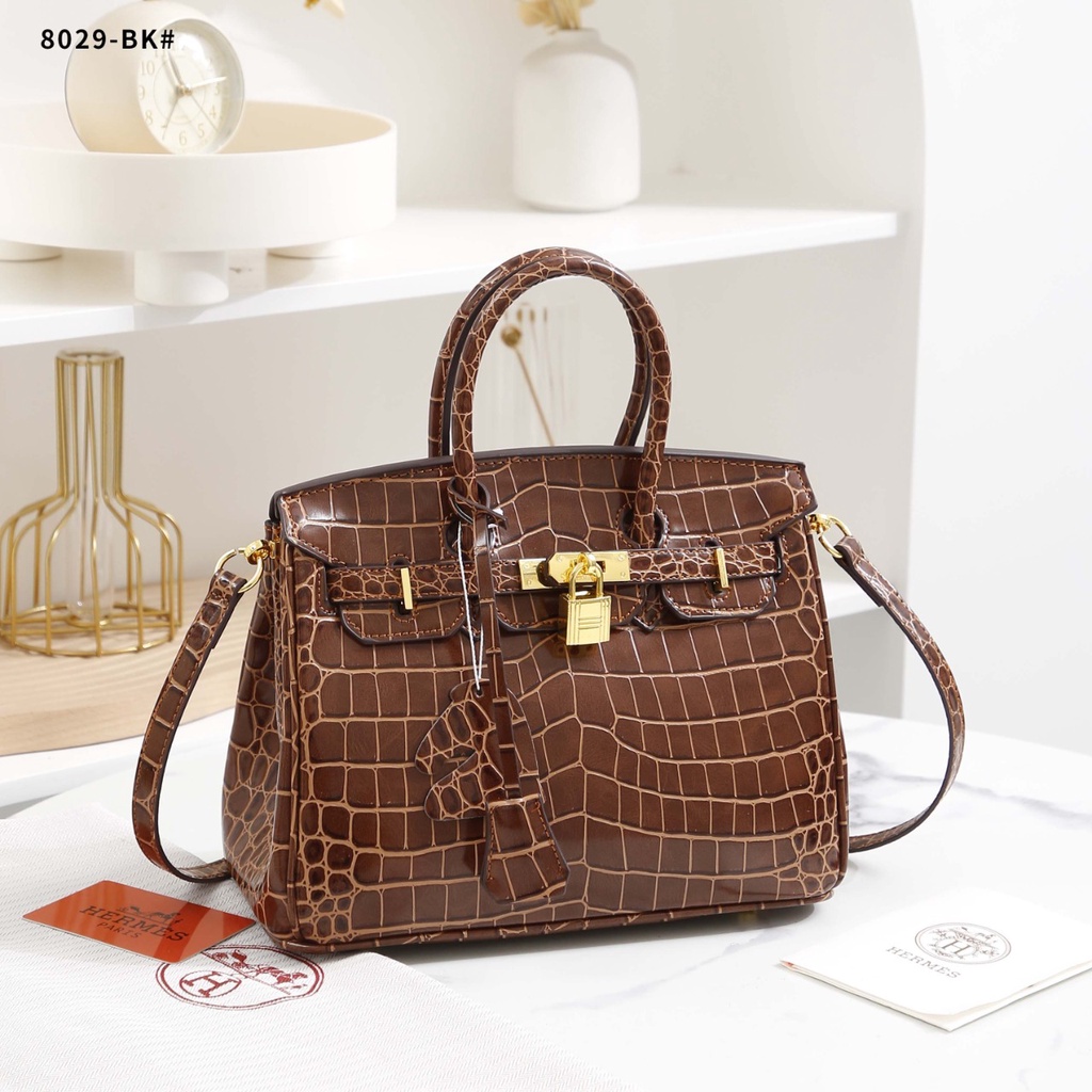 25 Gold Hardware Croco Bag 8029-BK