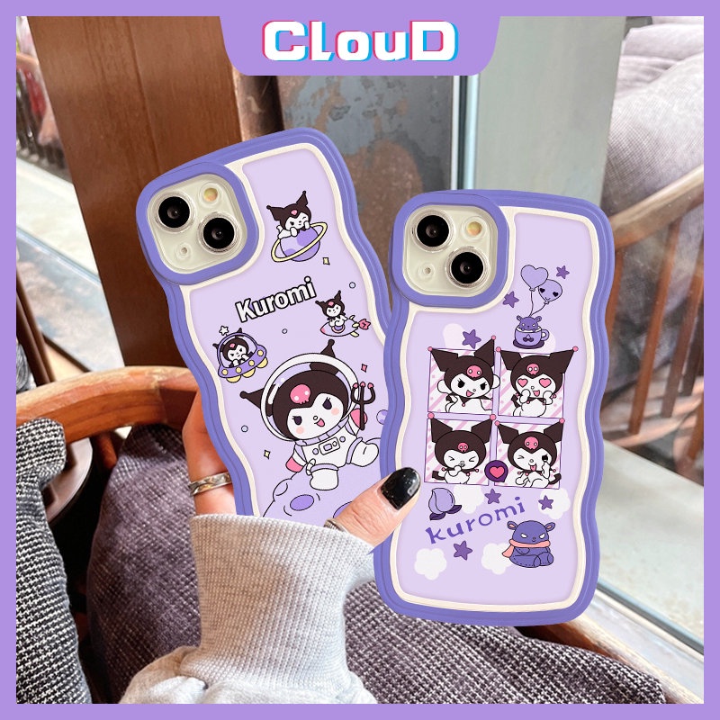 IPHONE Casing Tpu Lembut Kartun Tepi Bergelombang Kompatibel Untuk Iphone11 13 12 14 Pro Max7 8 Plus XR X XS Max6 6s 14 Plus Se2020 Astronot Lucu Kuromi Shockproof Phone Cover