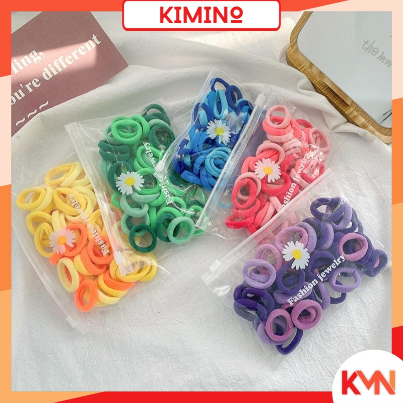 KMN Ikat Rambut Donat Isi 50pcs Free Pouch Kunciran Rambut Anak Warna Warni Karet Rambut Korea Aksesoris Ikat Rambut Lucu