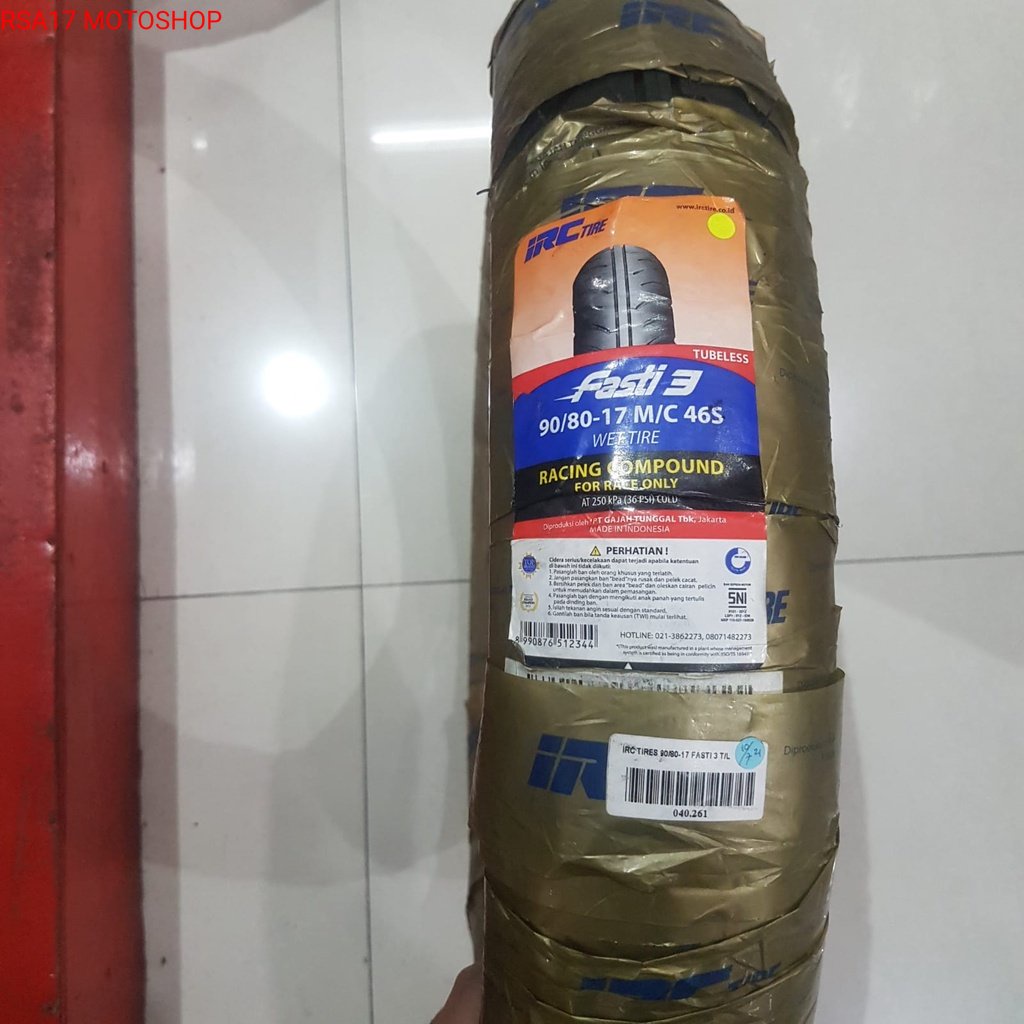 BAN LUAR IRC 90 80 RING 17 FASTI 3 T/L ORIGINAL