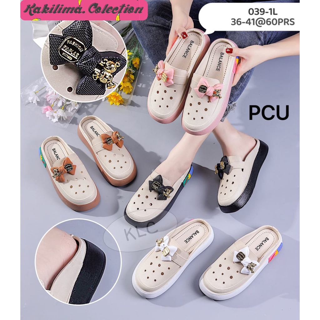 Sandal clog wanita sandal santai flatform perempuan karet jelly balance 039-1
