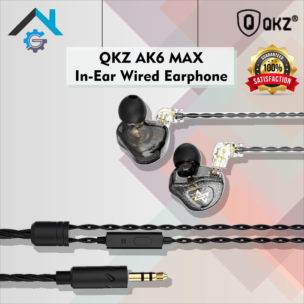 QKZ AK6 MAX Basshead Sport Earphone Detachable with Mic - Hitam